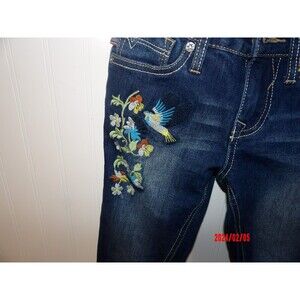 Vigoss Girls Jeans Size 8‎ Jagger Ankle Skinny Embroidered Medium Wash Raw Hem